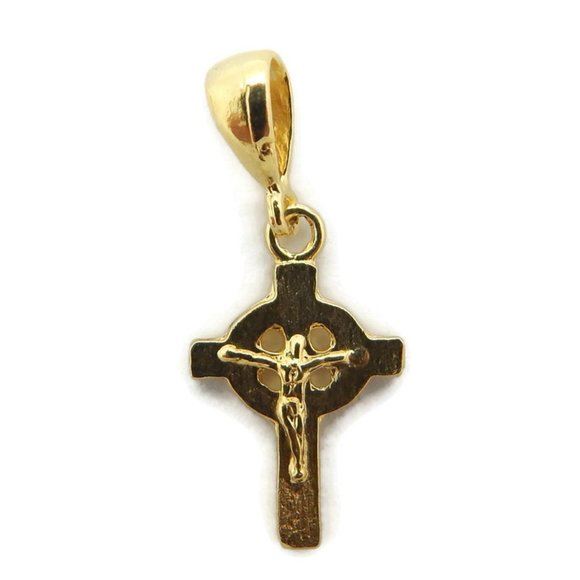 Cross Celtic With Jesus Christ Pendant 14k Gold.